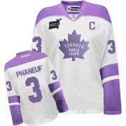 Reebok Toronto Maple Leafs NO.3 Dion Phaneuf Women's Jersey (White/Purple Authentic Thanksgiving)