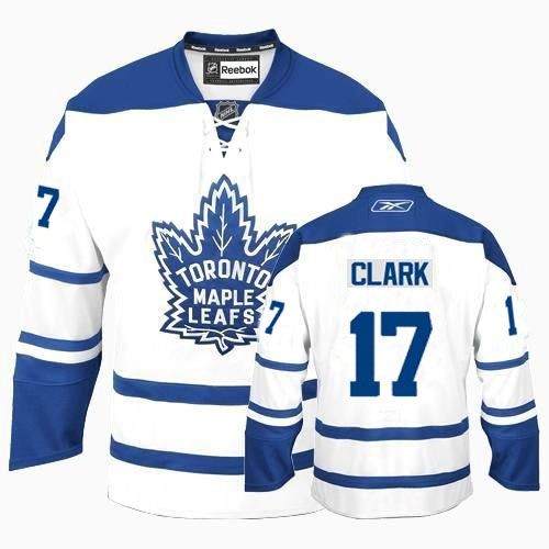Reebok Toronto Maple Leafs NO.17 Wendel Clark Men's Jersey (White Premier Third)